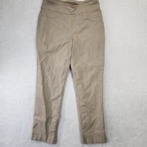Ruby Rd Womens Pants Tan Size 14 Straight Leg Pull On Elastic Waist